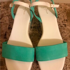 Cole Haan Women's Teal and White shiny platform Sandals